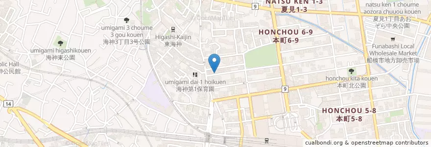 Mapa de ubicacion de Rizzo en اليابان, 千葉県, 船橋市.