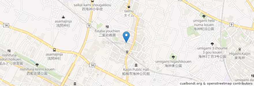 Mapa de ubicacion de 信濃路 en اليابان, 千葉県, 船橋市.