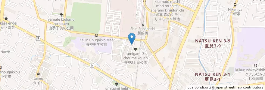 Mapa de ubicacion de 小料理 みみ en اليابان, 千葉県, 船橋市.