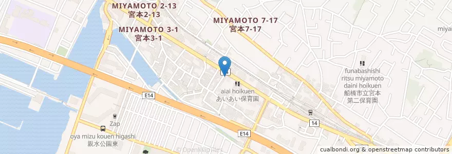Mapa de ubicacion de Pomme en Япония, Тиба, 船橋市.