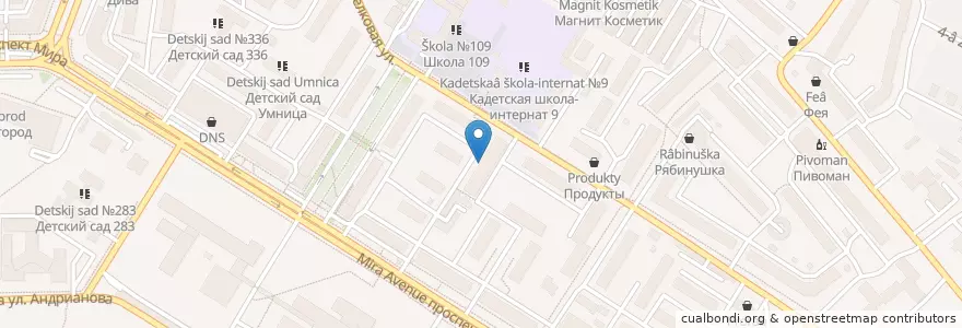 Mapa de ubicacion de Поликлиника №4 en ロシア, シベリア連邦管区, オムスク州, オムスク地区, オムスク管区.