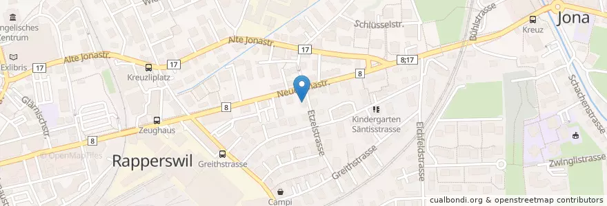 Mapa de ubicacion de Paxisgemeinschaft Spacefloat en スイス, ザンクト・ガレン州, Wahlkreis See-Gaster, Rapperswil-Jona.