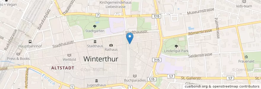 Mapa de ubicacion de Manta Sandwich-Bar en Switzerland, Zürich, Bezirk Winterthur, Winterthur.