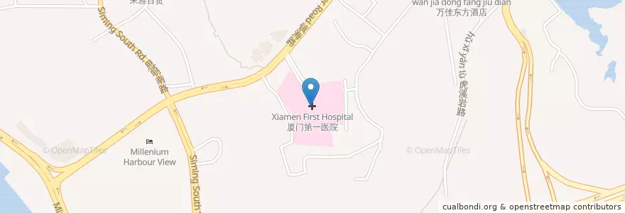 Mapa de ubicacion de 厦门第一医院 en China, Fujian, 思明区.