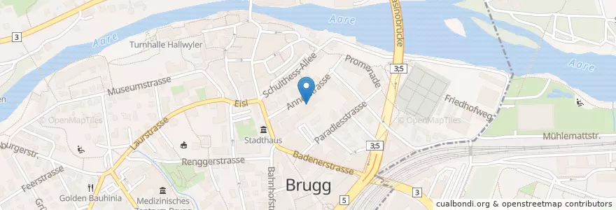 Mapa de ubicacion de BWZ Brugg Berufs- u. Weiterbildungszentrum en Zwitserland, Aargau, Bezirk Brugg, Brugg.