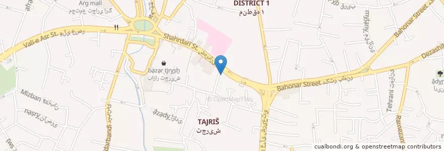 Mapa de ubicacion de پاسگاه شماره ۱ تجریش en 이란, 테헤란, شهرستان شمیرانات, 테헤란, بخش رودبار قصران.