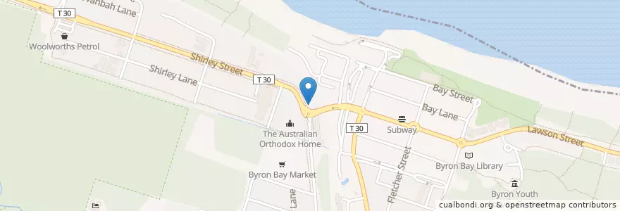 Mapa de ubicacion de Caltex en Australie, Nouvelle Galles Du Sud, Byron Shire Council.