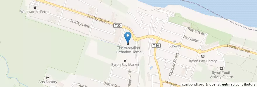 Mapa de ubicacion de The Australian Orthodox Home en Austrália, Nova Gales Do Sul, Byron Shire Council.