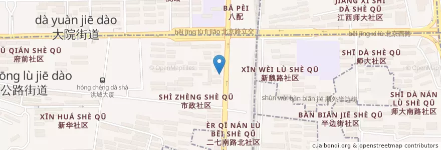 Mapa de ubicacion de 丁公路街道社区卫生中心 en China, Jiangxi, Nanchang, Xihu District, 丁公路街道.