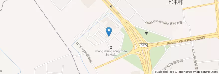 Mapa de ubicacion de 上冲总站 en 中国, 广东省, 珠海市, 香洲区.