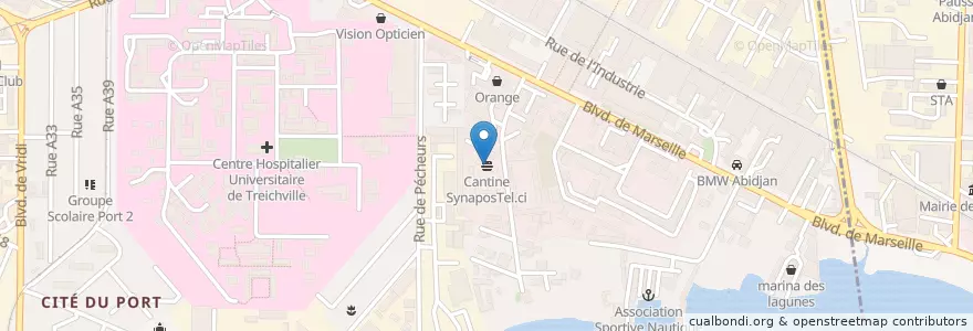 Mapa de ubicacion de Cantine SynaposTel.ci en Costa D'Avorio, Abidjan, Treichville.