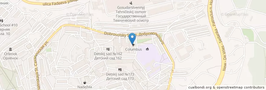 Mapa de ubicacion de Columbus en Rusia, Дальневосточный Федеральный Округ, Приморский Край, Владивостокский Городской Округ.