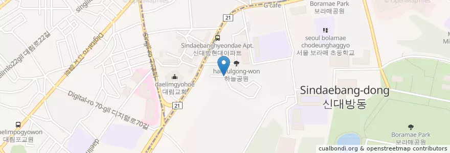 Mapa de ubicacion de 유치원 en 대한민국, 서울, 영등포구, 동작구, 신대방1동, 신길6동.