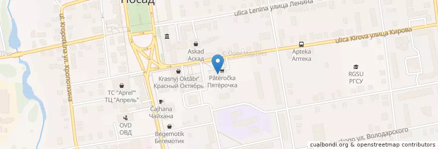 Mapa de ubicacion de Дон Пиццероне en Russia, Distretto Federale Centrale, Oblast' Di Mosca, Городской Округ Павловский Посад.