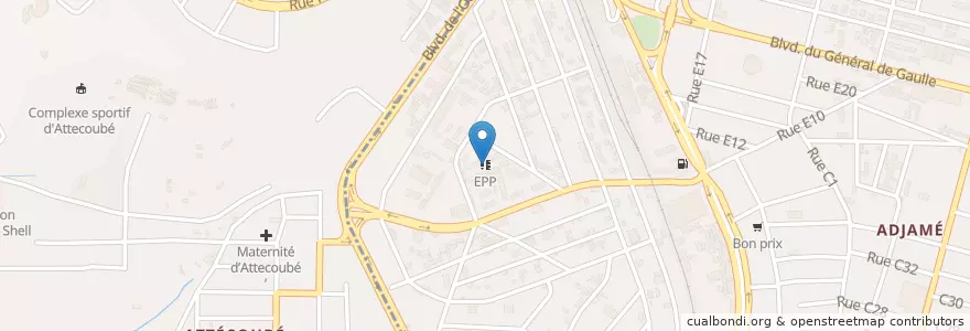 Mapa de ubicacion de EPP en コートジボワール, アビジャン.