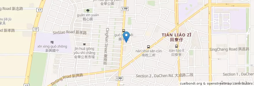 Mapa de ubicacion de 行慈素食 en Tayvan, 臺南市, 南區.