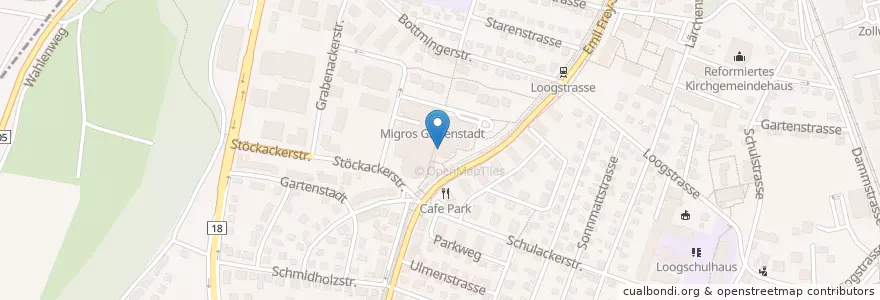 Mapa de ubicacion de Gartenstadtapotheke en Svizzera, Basilea Campagna, Bezirk Arlesheim, Münchenstein.