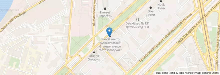 Mapa de ubicacion de Шоколадница en Russie, District Fédéral Central, Moscou, Южный Административный Округ, Даниловский Район.