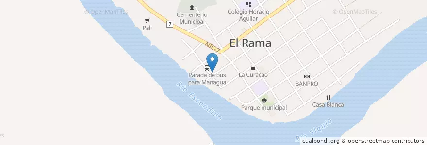 Mapa de ubicacion de Las Tres Hermanas en 尼加拉瓜, 南大西洋自治區, El Rama (Municipio).