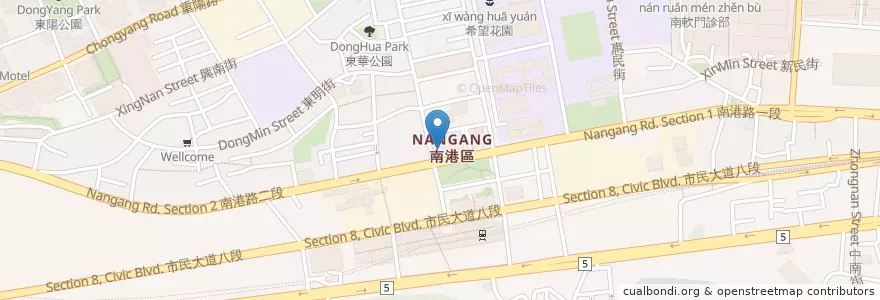 Mapa de ubicacion de 臺灣土地銀行 en 台湾, 新北市, 台北市, 南港区.
