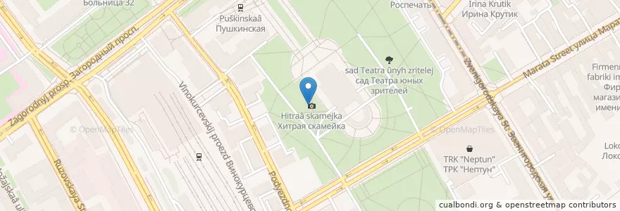 Mapa de ubicacion de Хитрая скамейка en Russia, Northwestern Federal District, Leningrad Oblast, Saint Petersburg, Адмиралтейский Район, Округ Семёновский.
