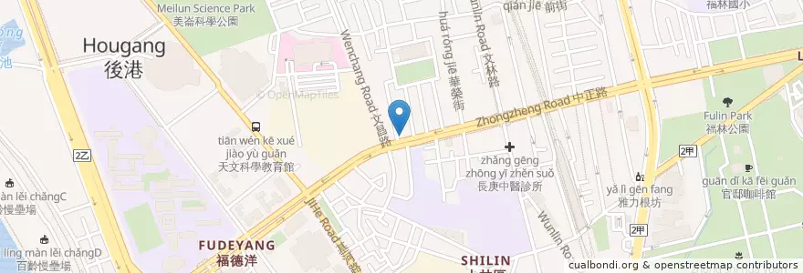 Mapa de ubicacion de 鬍鬚張 en 台湾, 新北市, 台北市, 士林区.