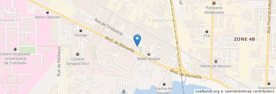 Mapa de ubicacion de Station Service Corlay Boulevard de Marseille en Elfenbeinküste, Abidjan, Treichville.