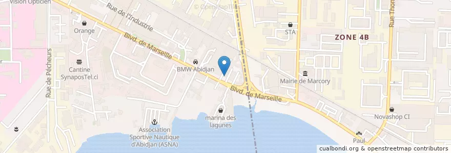 Mapa de ubicacion de Ecobank - Agence Boulevard de Marseille en Ivory Coast, Abidjan, Marcory.