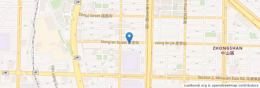 Mapa de ubicacion de 東寶小吃店 en 台湾, 新北市, 台北市, 中山区.