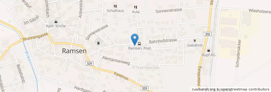 Mapa de ubicacion de Post Ramsen en Suiza, Escafusa, Ramsen, Ramsen.