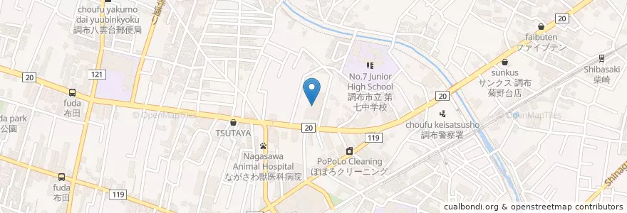 Mapa de ubicacion de 調布郵便局 en Japan, 東京都, 調布市.