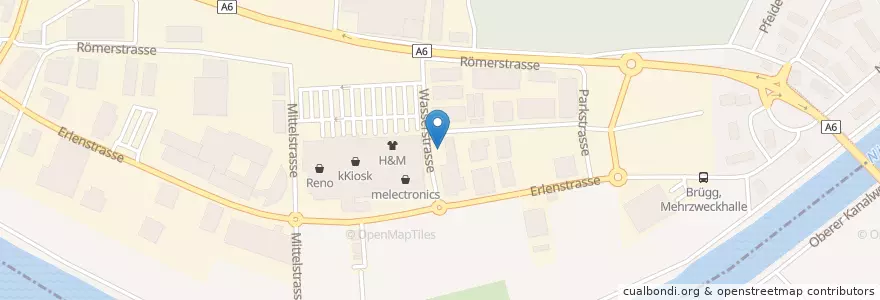 Mapa de ubicacion de Car wasch en سويسرا, برن, Verwaltungsregion Seeland, Verwaltungskreis Biel/Bienne, Brügg.