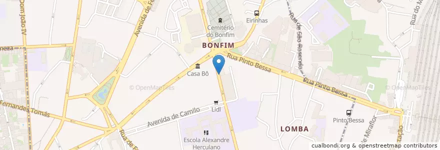 Mapa de ubicacion de Café Trópico en Portugal, Norte, Área Metropolitana Do Porto, Porto, Porto, Bonfim.