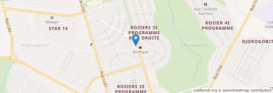 Mapa de ubicacion de Pharmacie Les Rosiers en 코트디부아르, 아비장, Cocody.