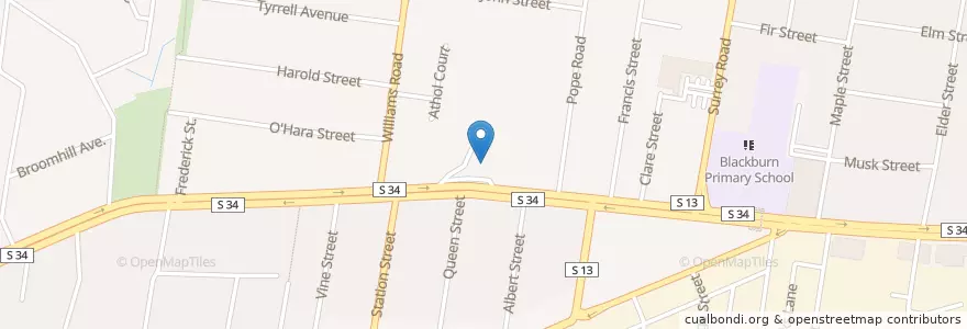 Mapa de ubicacion de Blackburn Hotel en Australie, Victoria, City Of Whitehorse.