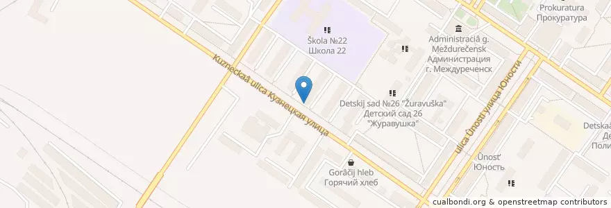 Mapa de ubicacion de ОПС 7 en Rusland, Federaal District Siberië, Кемеровская Область, Междуреченский Городской Округ.