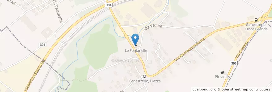 Mapa de ubicacion de Le Fontanelle en スイス, ティチーノ州, Distretto Di Mendrisio, Circolo Di Mendrisio, Mendrisio.