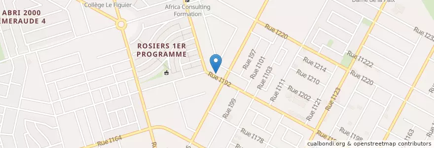 Mapa de ubicacion de Allocodrome de la Palmeraie en Costa Do Marfim, Abidjan, Cocody.