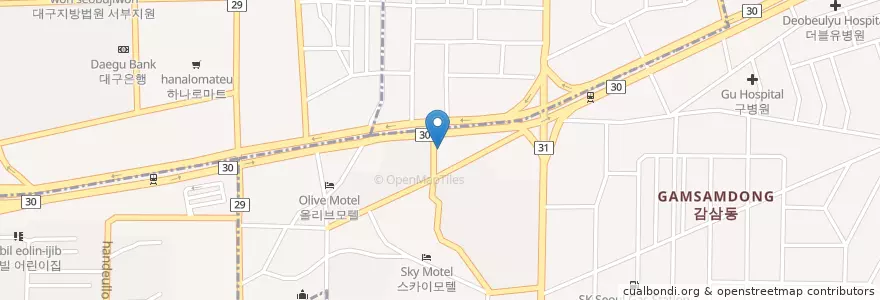 Mapa de ubicacion de 버거킹 죽전 DT en Республика Корея, Тэгу, 달서구, 감삼동.