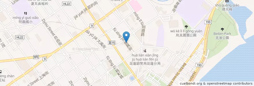 Mapa de ubicacion de 噶爸的魚 en 타이완, 타이완성, 화롄현, 화롄 시.