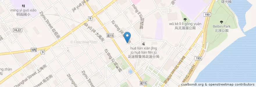 Mapa de ubicacion de 花蓮一信 en 타이완, 타이완성, 화롄현, 화롄 시.