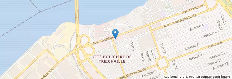 Mapa de ubicacion de Station Service Oilibya Avenue Christiani en Ivory Coast, Abidjan, Treichville.