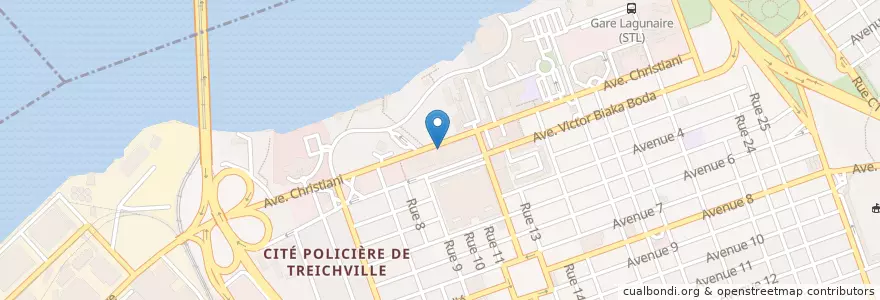 Mapa de ubicacion de Ecobank en Ivoorkust, Abidjan, Treichville.
