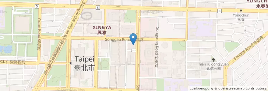 Mapa de ubicacion de 星展(台灣)商業銀行 en Tayvan, 新北市, Taipei, 信義區.