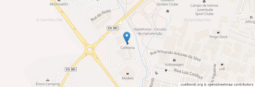Mapa de ubicacion de Cafeteria en ポルトガル, Alentejo, Alentejo Central, Évora, Évora, Malagueira E Horta Das Figueiras.