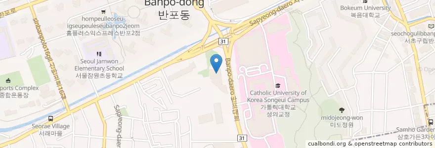 Mapa de ubicacion de 우리 은행 (Woori Bank) en Corea Del Sur, Seúl, 서초구, 반포동, 반포4동.
