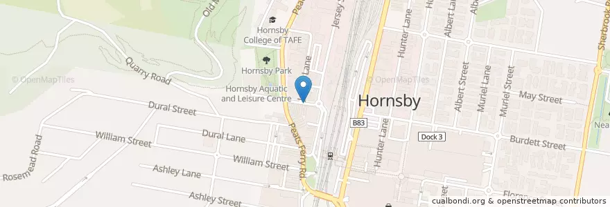 Mapa de ubicacion de Westpac ATM Hornsby en Australië, Nieuw-Zuid-Wales, The Council Of The Shire Of Hornsby, Sydney.
