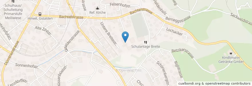 Mapa de ubicacion de Schulhaus/Schulleitung Breite en Switzerland, Zürich, Bezirk Hinwil, Hinwil.