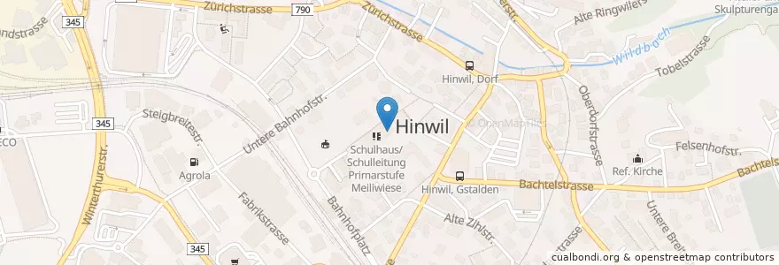 Mapa de ubicacion de Kindergarten Meiliwiese en Svizzera, Zurigo, Bezirk Hinwil, Hinwil.