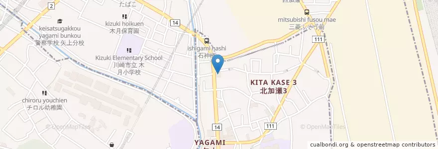 Mapa de ubicacion de バーミヤン 北加瀬店 en Japão, 神奈川県, 川崎市, 幸区.
